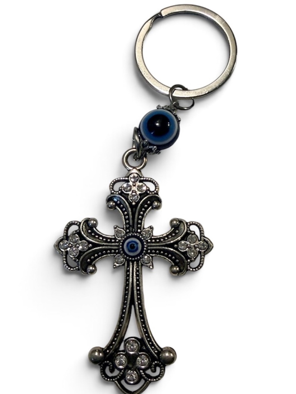 Evil Eye Cross Keychain